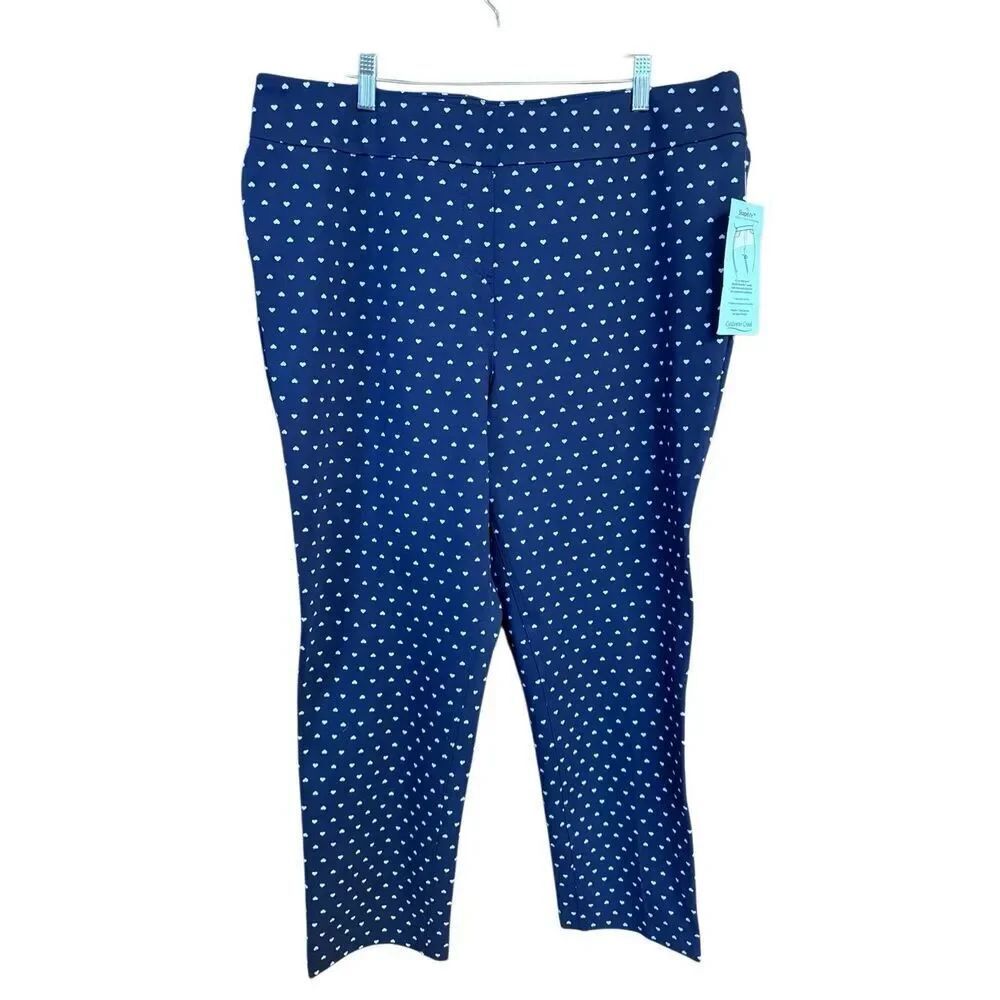 Coldwater Creek Shape Me Navy/Gray hearts Pull on pants  Sz 18W NWT